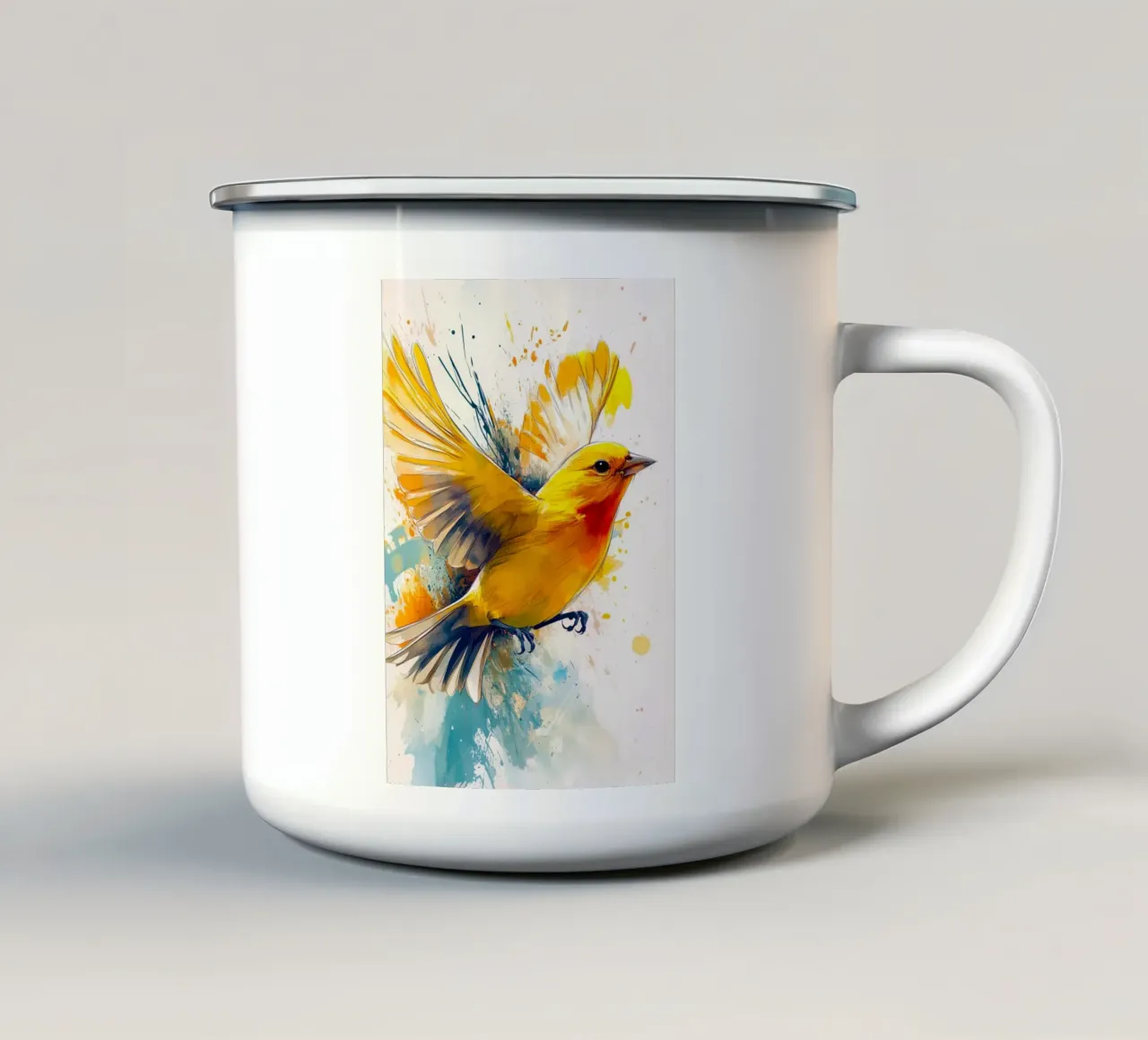 Uccello canarino tazza in smalto da Justyna Jaszke JBJart