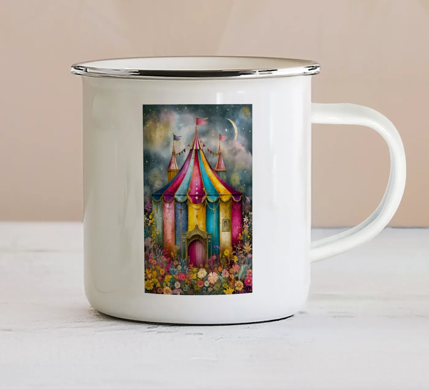 Circus enamel mug by Justyna Jaszke JBJart