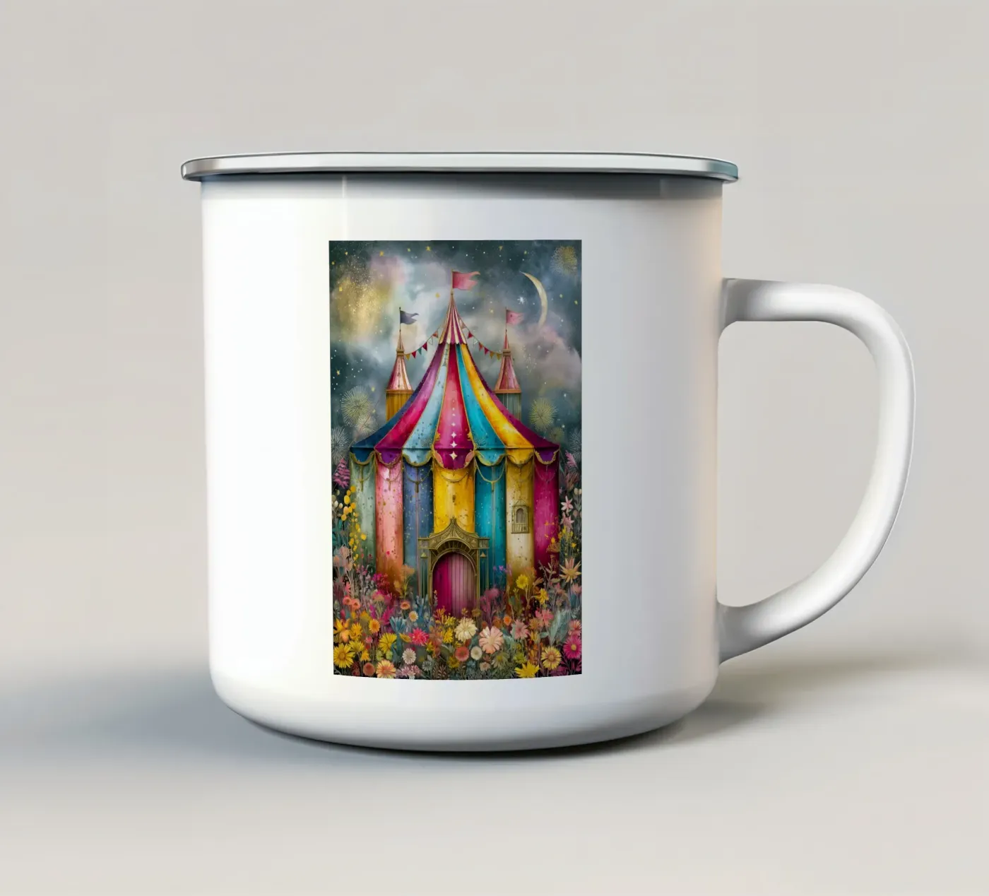 Circus enamel mug by Justyna Jaszke JBJart