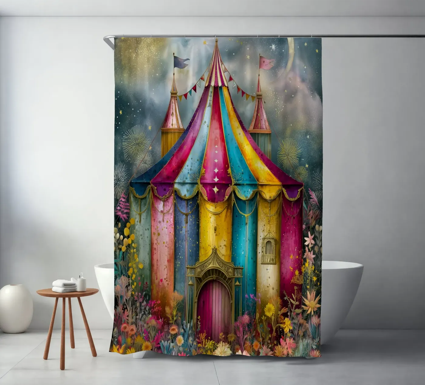 Circus douchegordijn van Justyna Jaszke JBJart