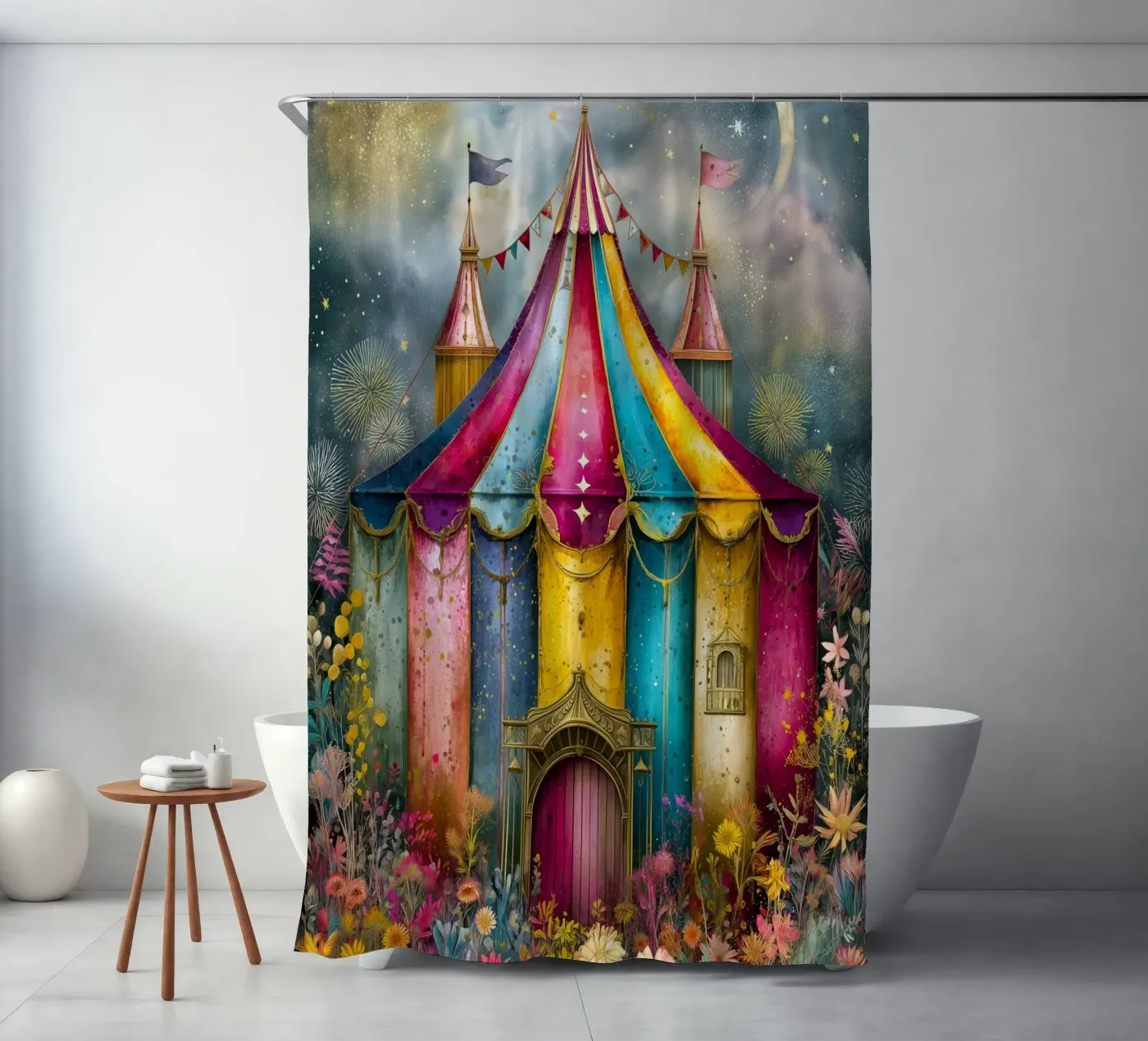 Circus douchegordijn van Justyna Jaszke JBJart