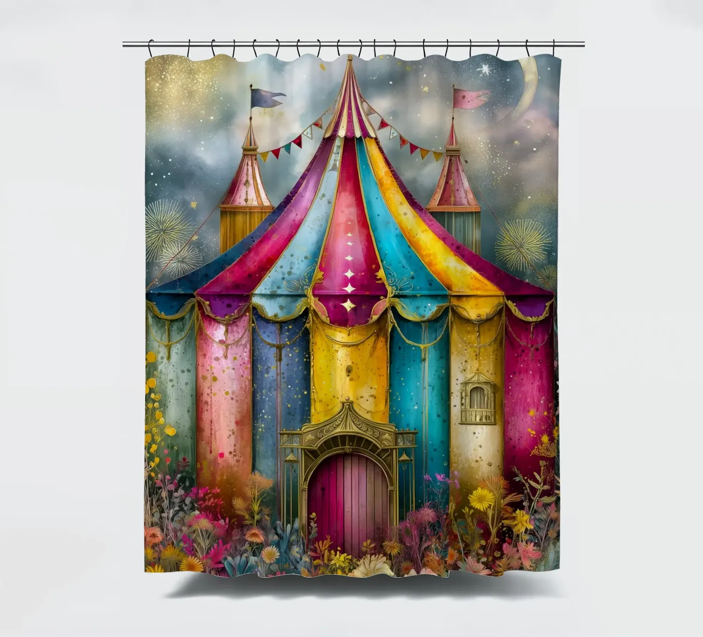Circus douchegordijn van Justyna Jaszke JBJart