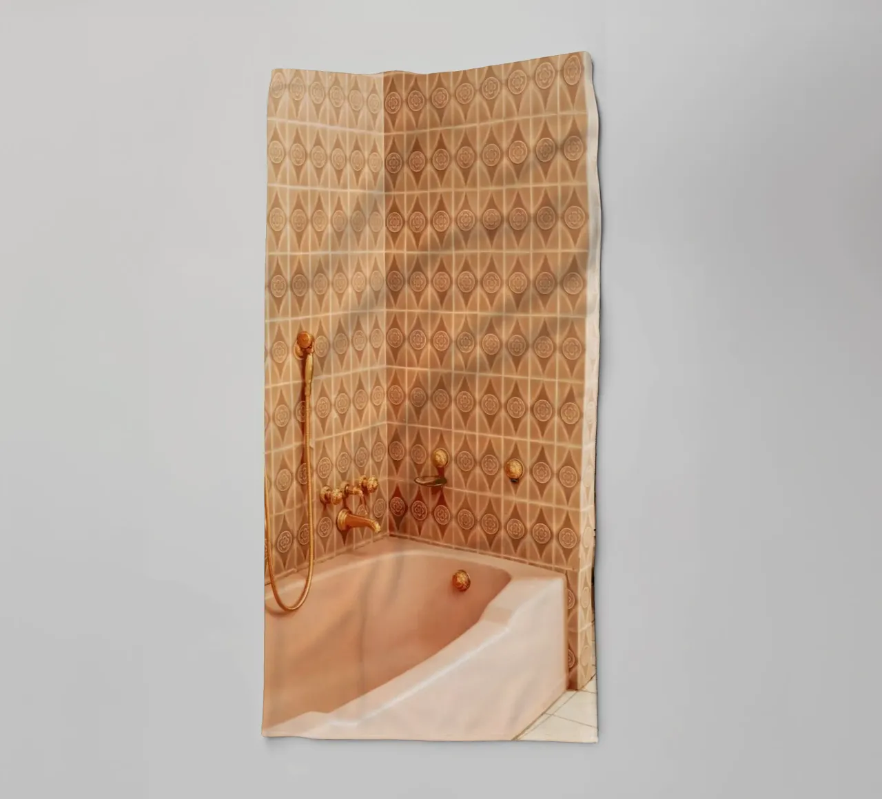 Pink And Golden Sink asciugamano da bagno da Sebastian Hilgetag