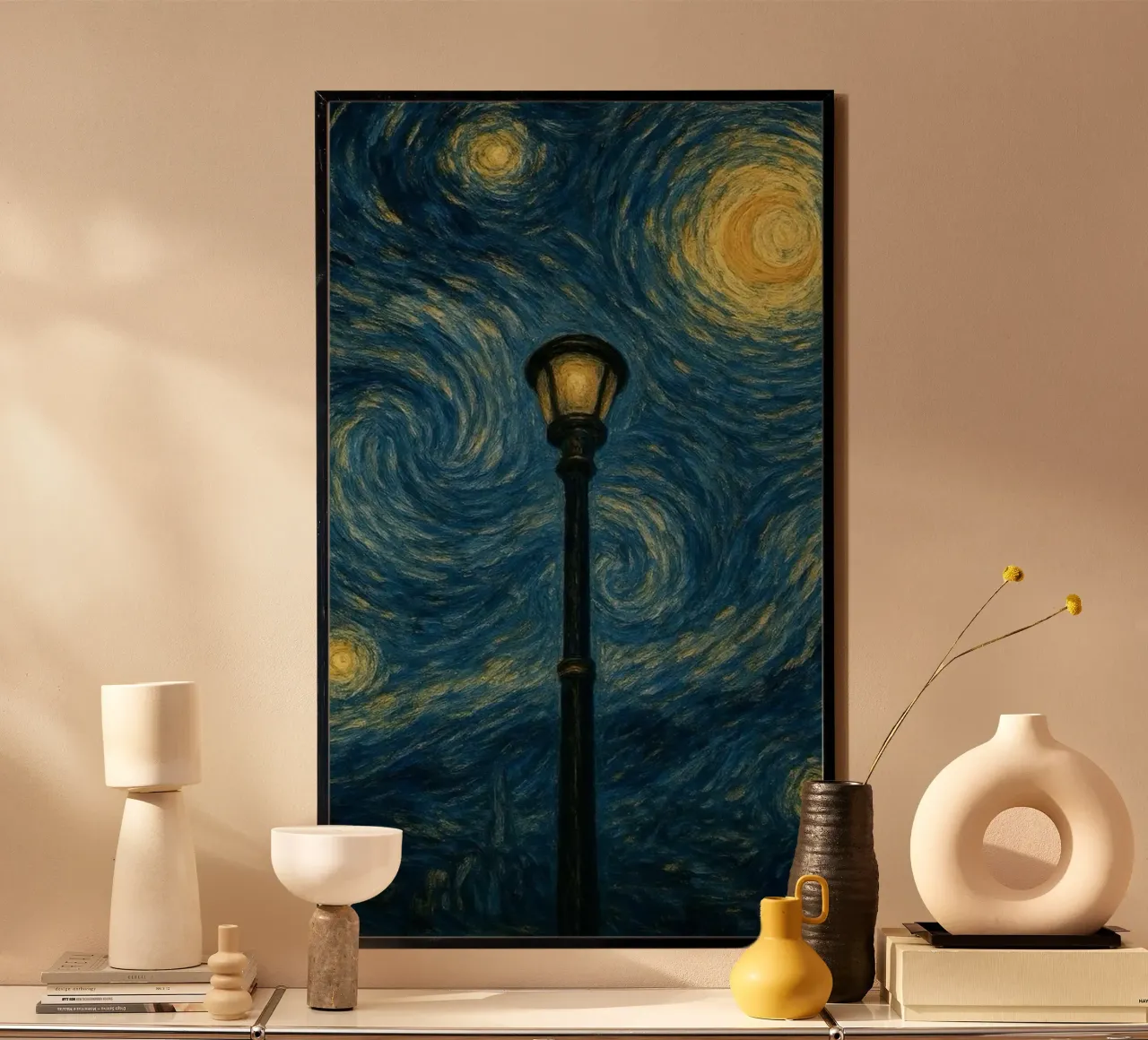 illuminazione stradale di notte poster con telaio in alluminio da Piper Shop Oke