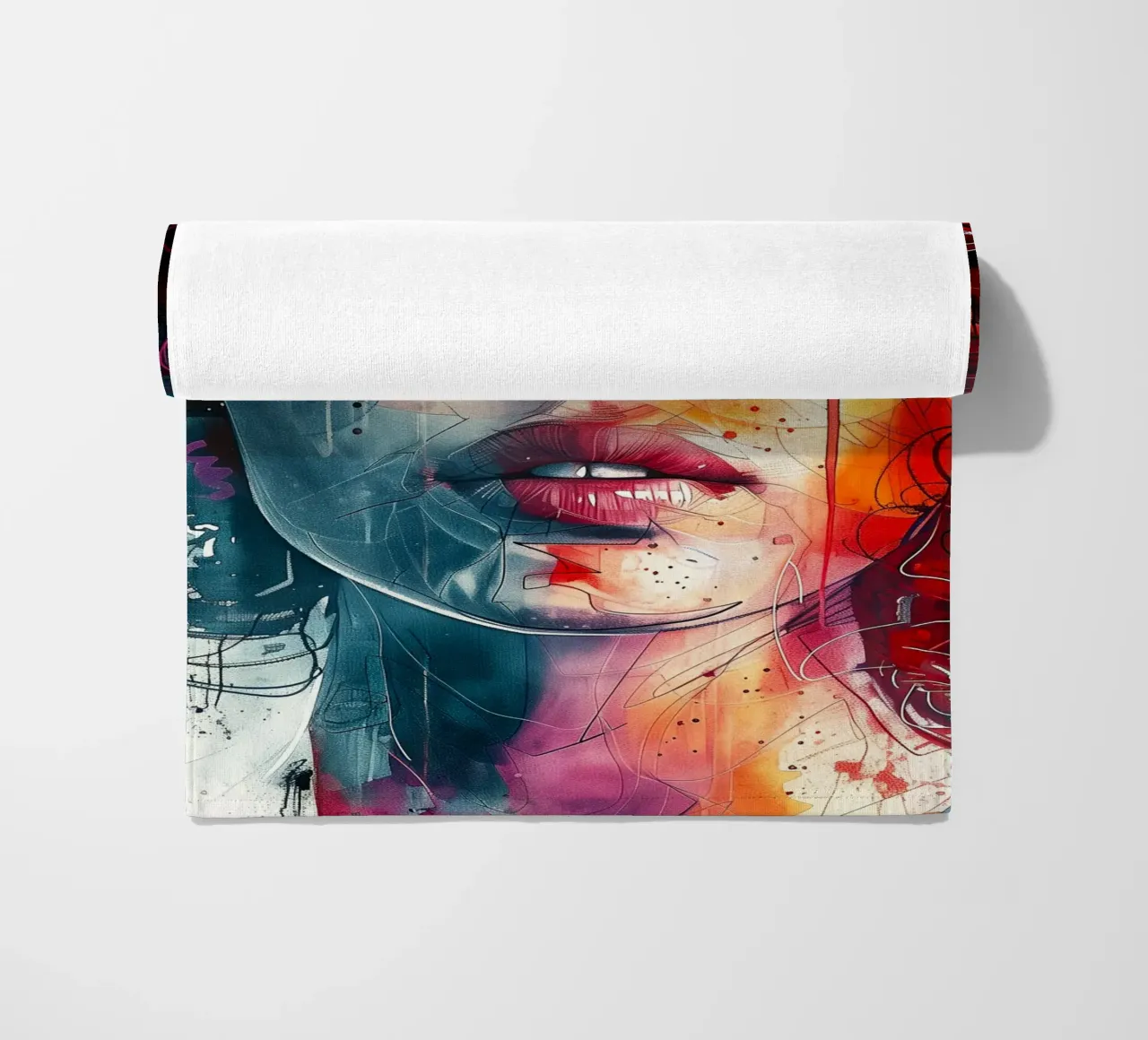 Portrait of Sofia beach towel by Justyna Jaszke JBJart