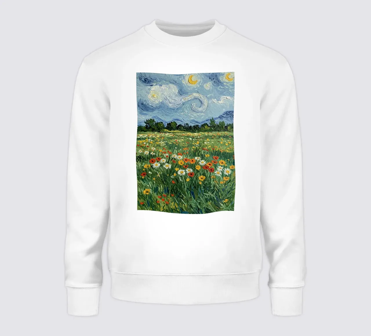 vue nocturne dans un jardin de fleurs sweat de Piper Shop Oke