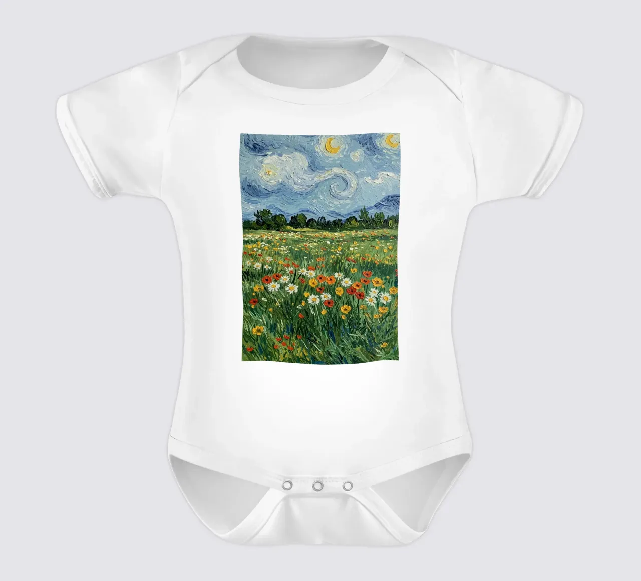 vue nocturne dans un jardin de fleurs body bébé de Piper Shop Oke