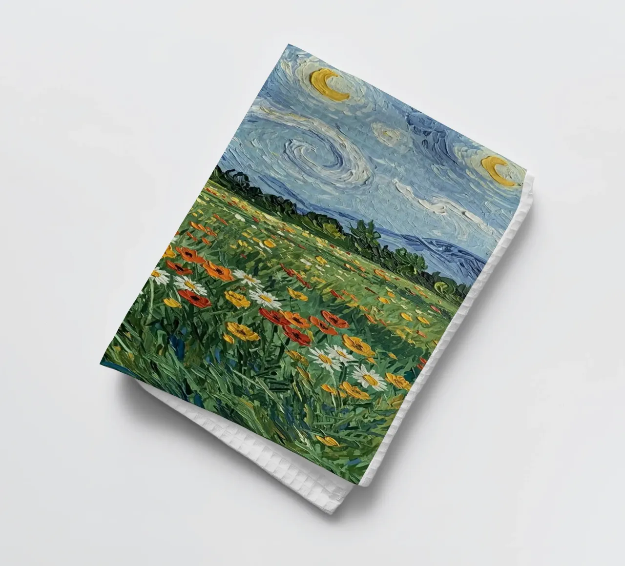 vue nocturne dans un jardin de fleurs torchon de Piper Shop Oke