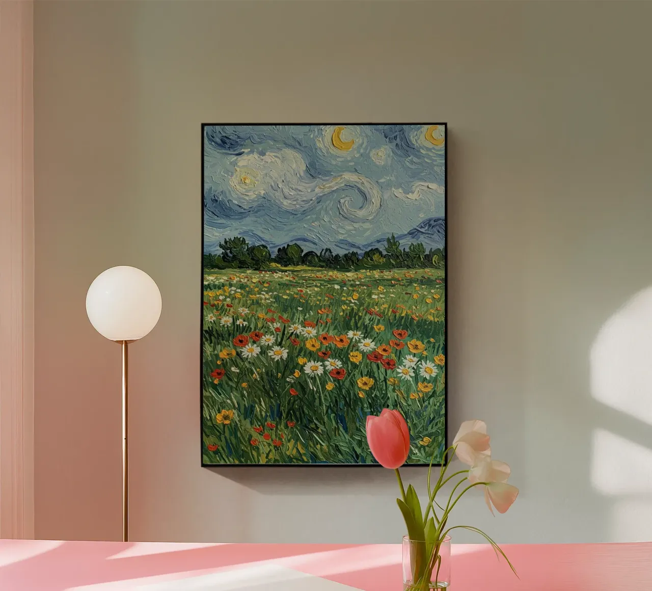 vue nocturne dans un jardin de fleurs plexiglas de Piper Shop Oke