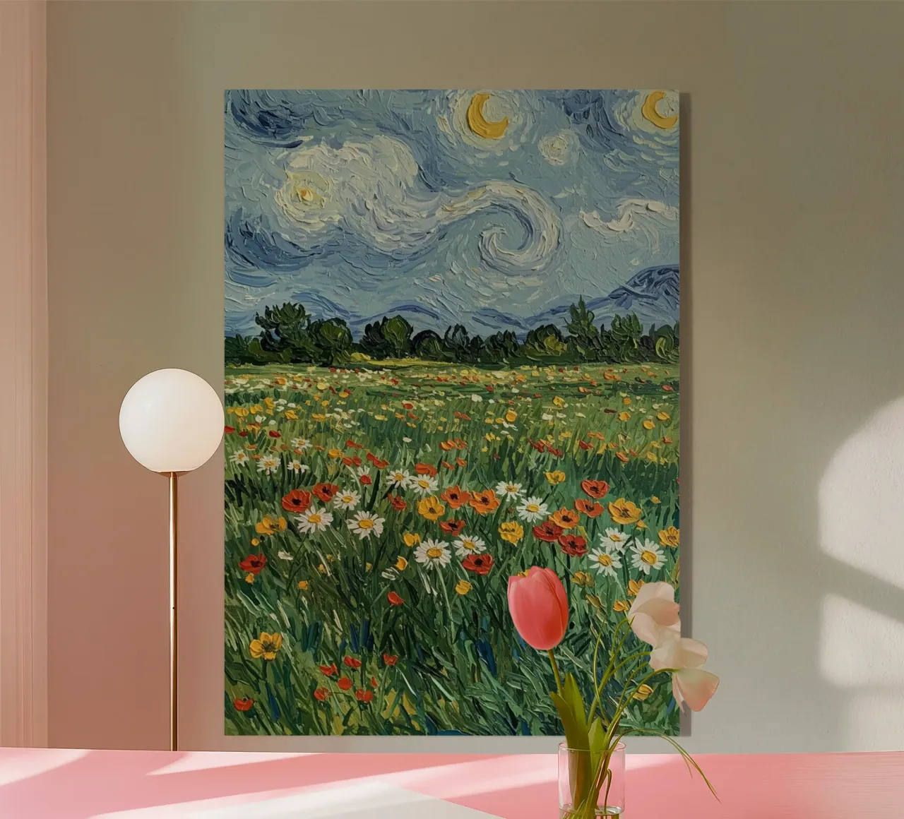 vue nocturne dans un jardin de fleurs plexiglas de Piper Shop Oke