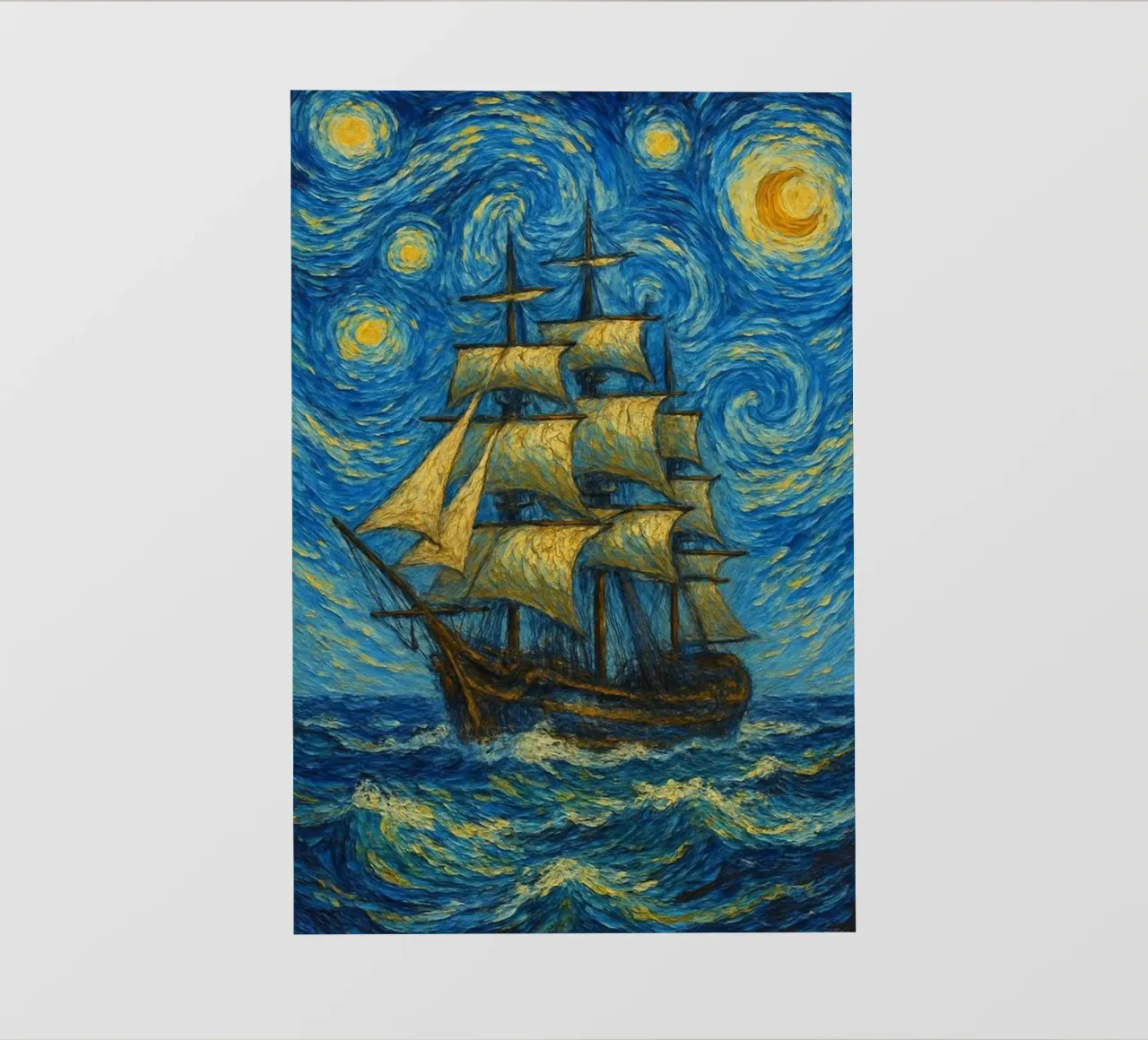 nave che naviga in una notte stellata pellicola backlit da Piper Shop Oke