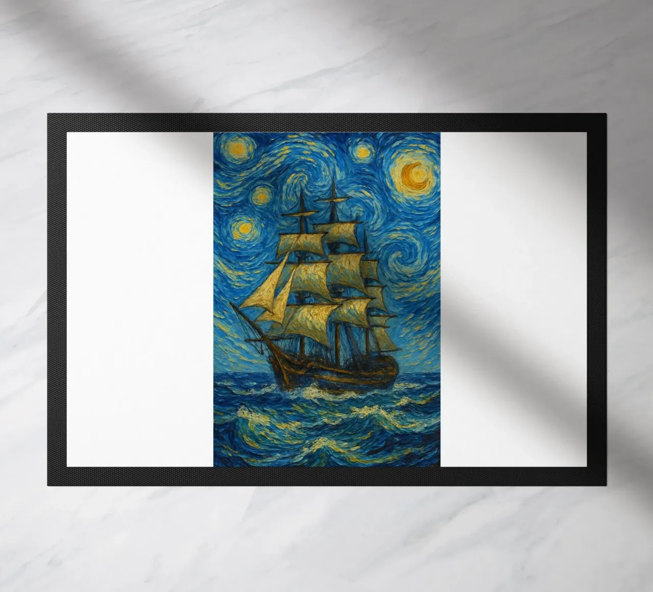 nave che naviga in una notte stellata zerbino da Piper Shop Oke