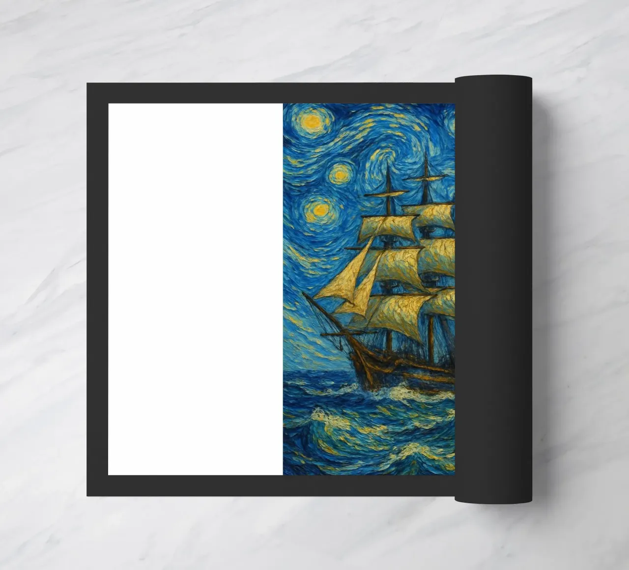 nave che naviga in una notte stellata zerbino da Piper Shop Oke