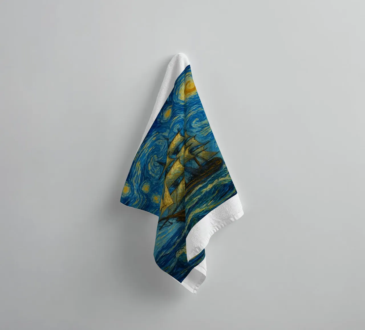 nave che naviga in una notte stellata asciugamano da bagno da Piper Shop Oke