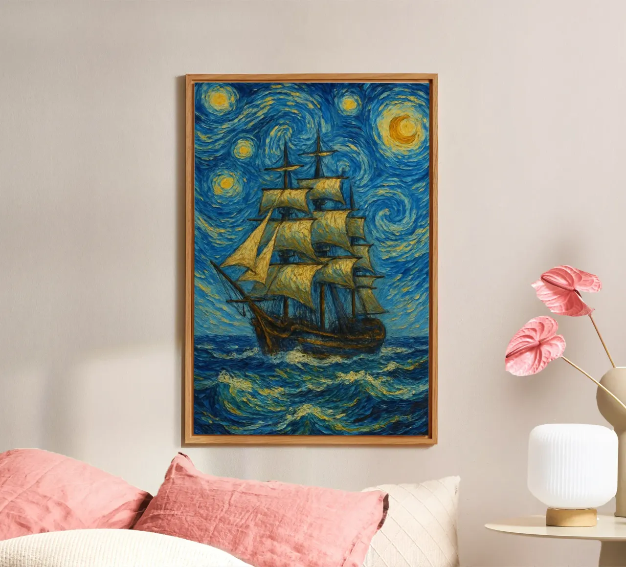 nave che naviga in una notte stellata alluminio dibond da Piper Shop Oke