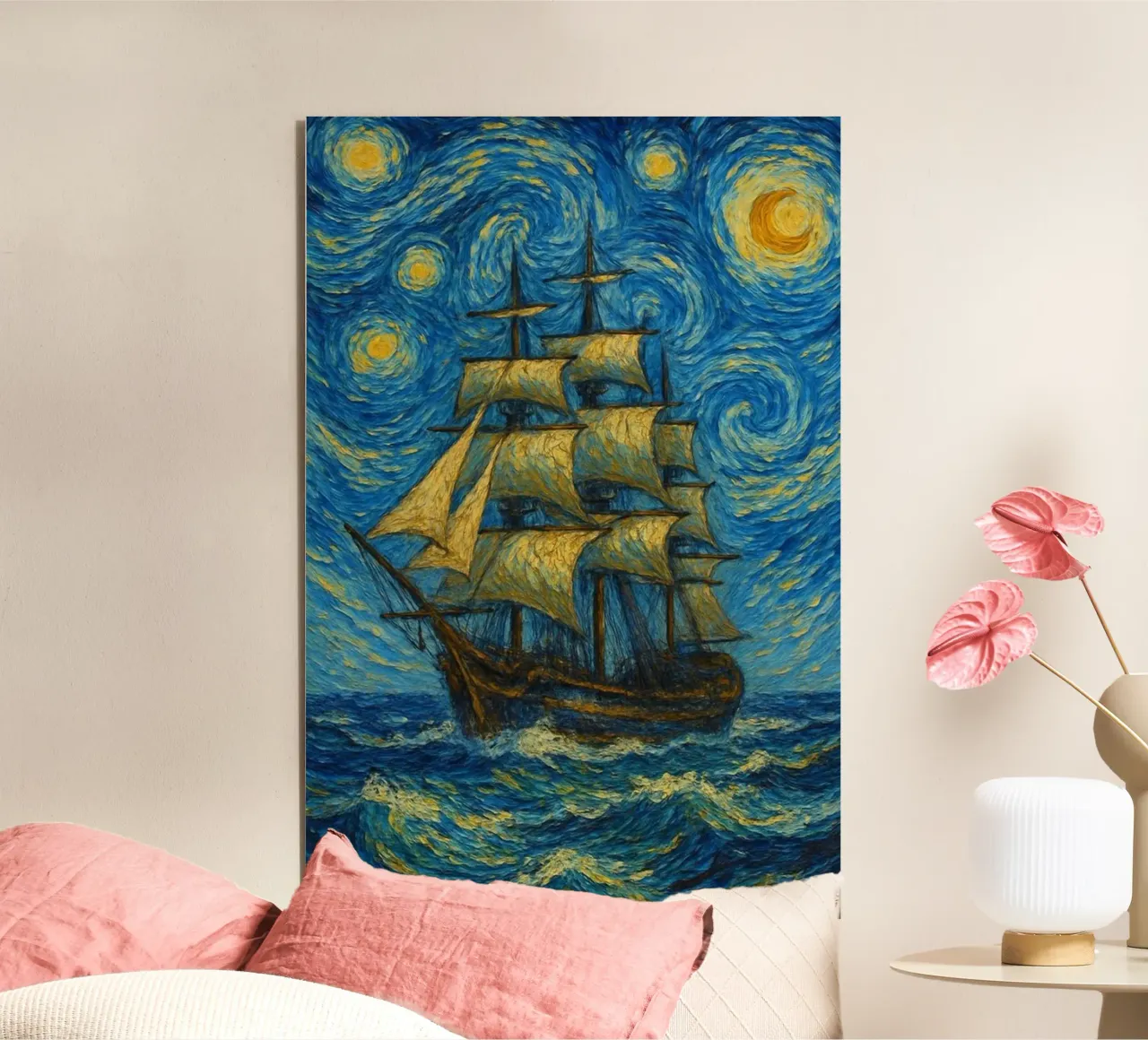 nave che naviga in una notte stellata alluminio dibond da Piper Shop Oke