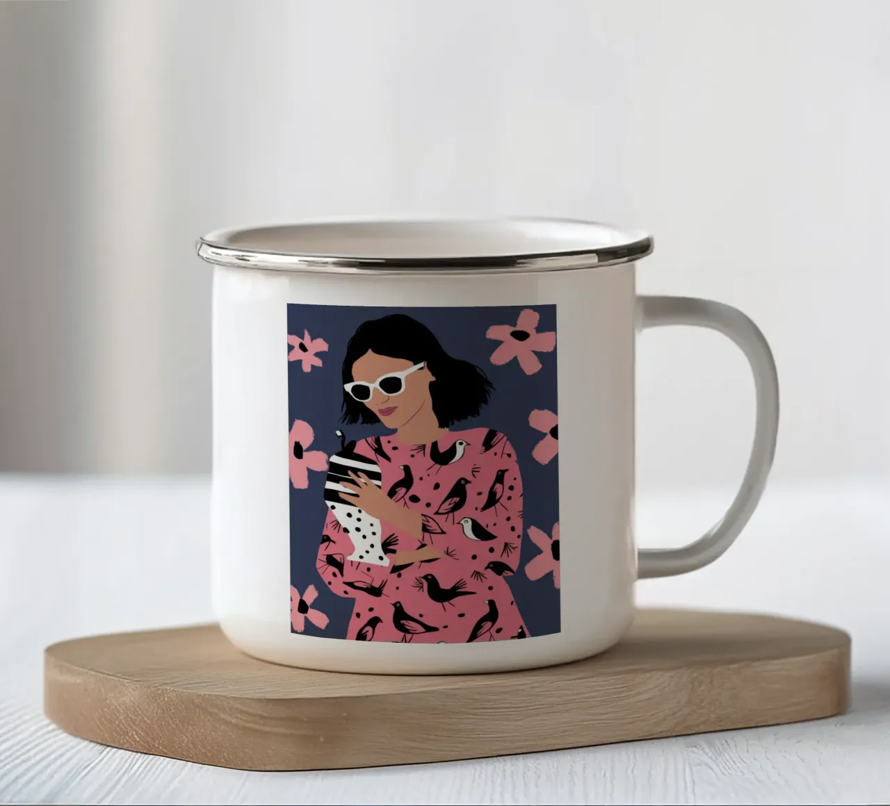 Gevlekte Blouse Telefoon emaille mok van Peak Delusion
