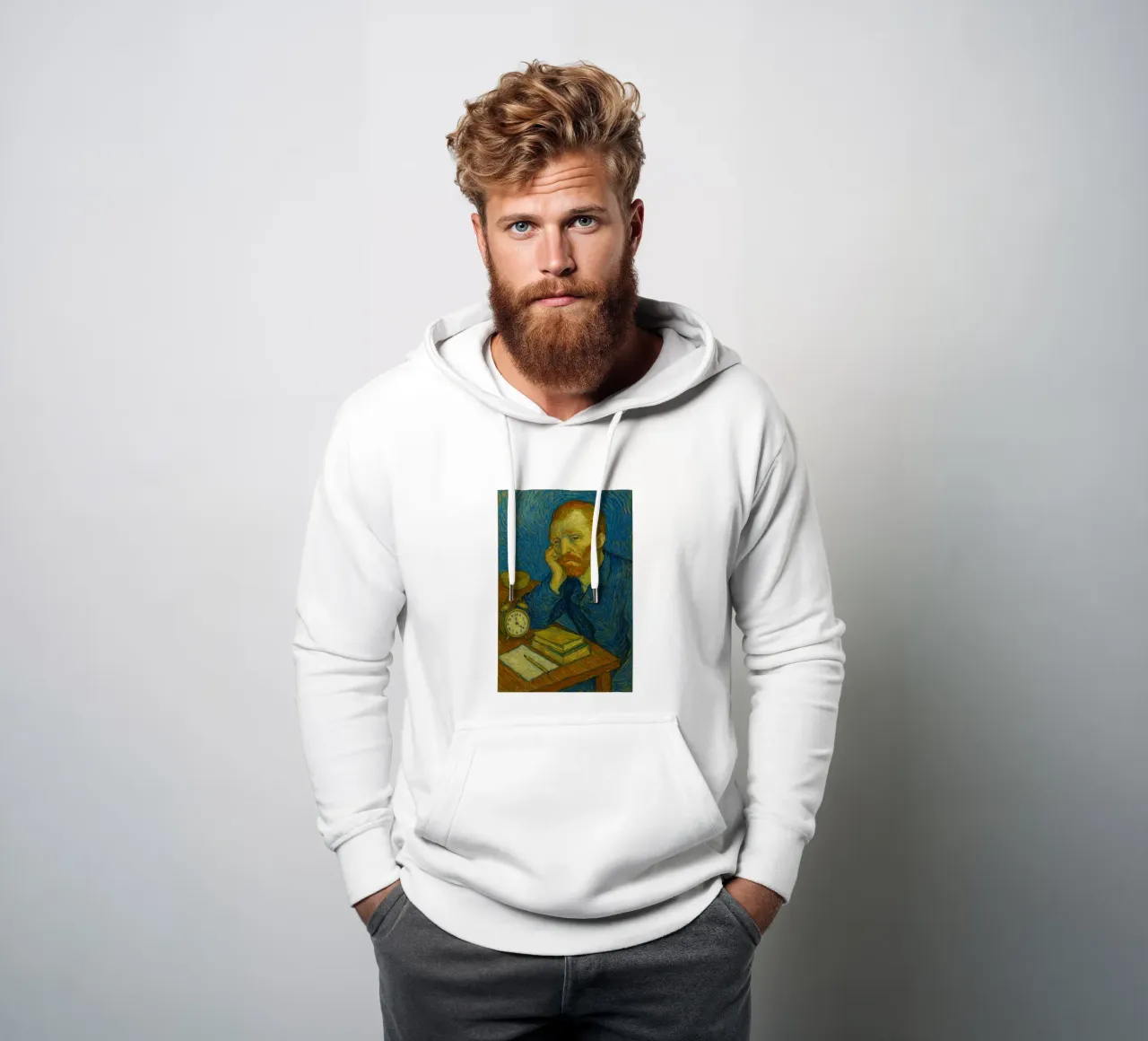raffigura un uomo seduto felpa con cappuccio da Piper Shop Oke