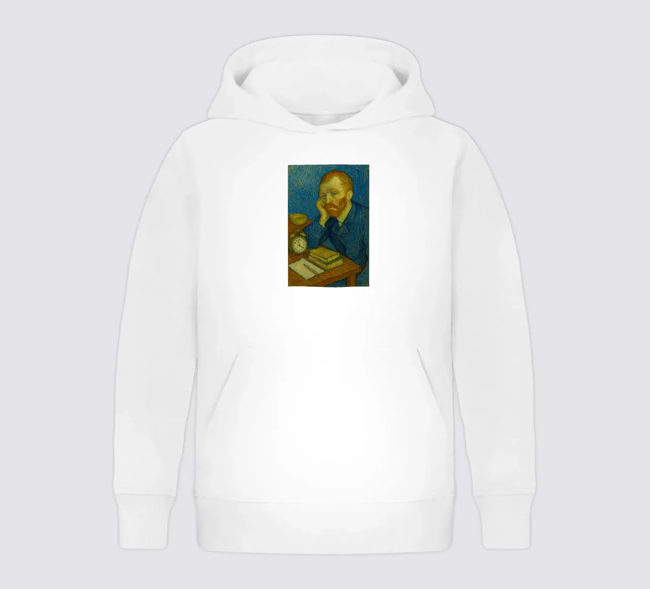 depicts a man sitting kids hoodie by Piper Shop Oke