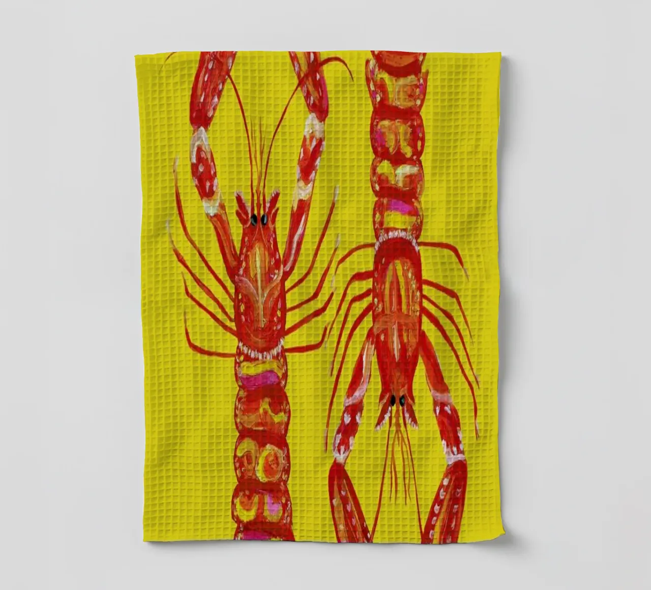 Langoustines On Yellow canovaccio da cucina da Alice Straker