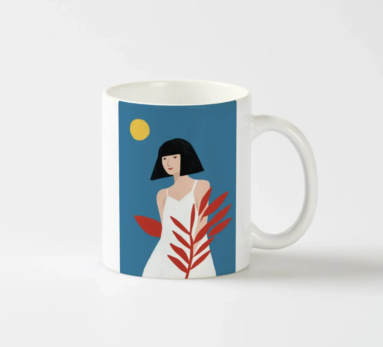 Abito bianco a foglie rosse tazza in ceramica da Peak Delusion