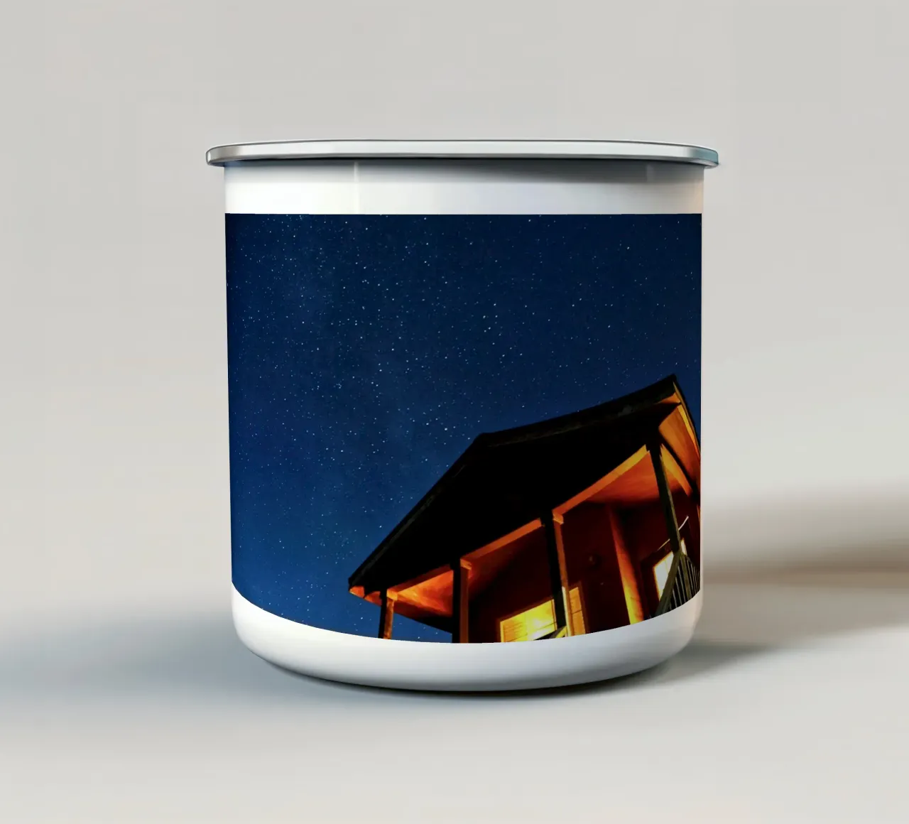 serata in cabina tazza in smalto da space words