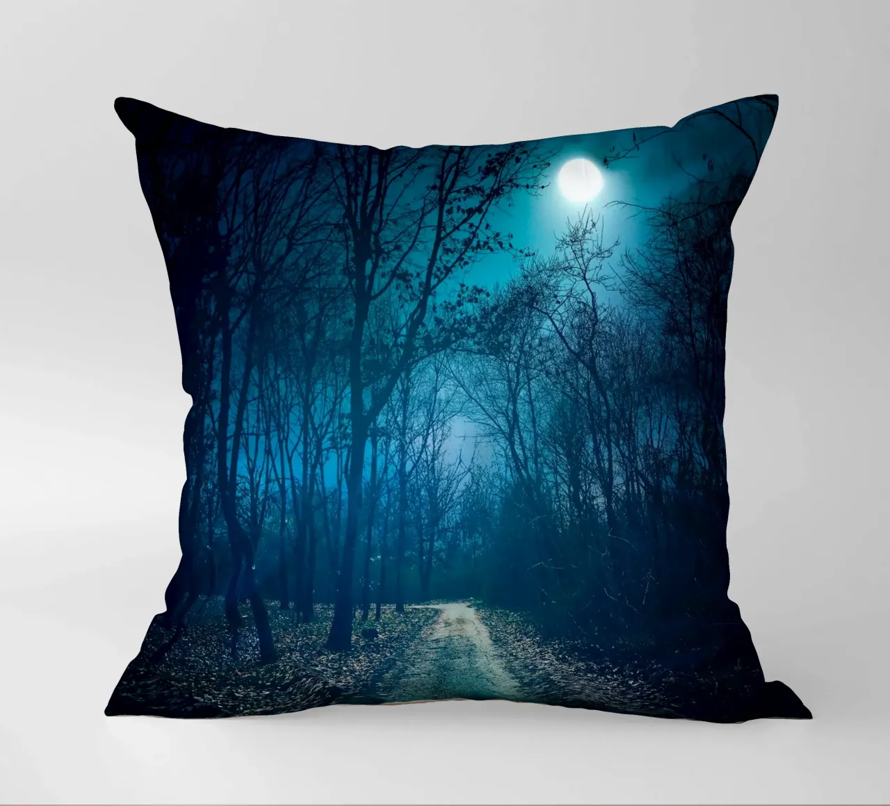 clair de lune dans la forêt coussin de space words