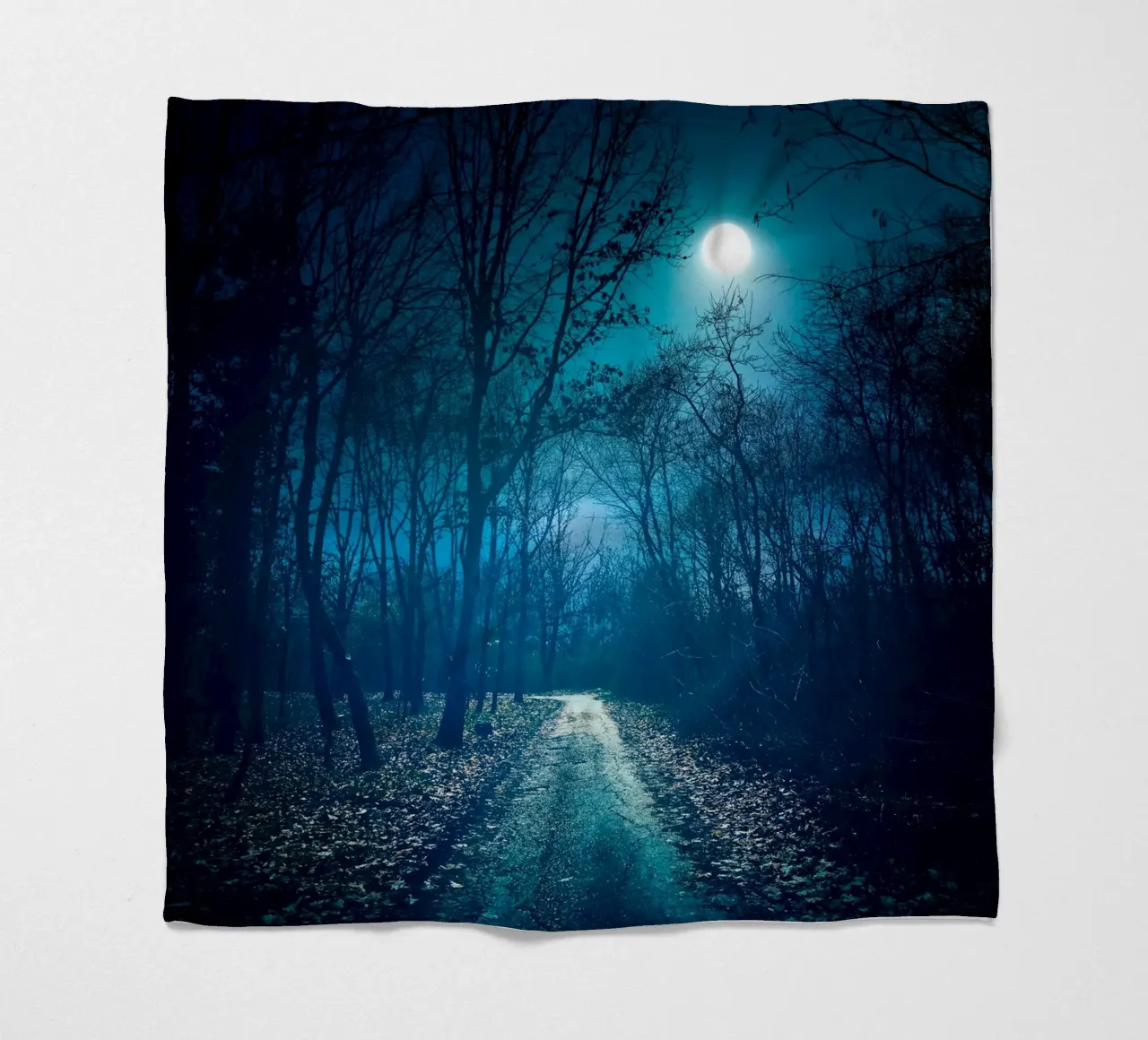 moonlight in the forest way fleece blanket by space words