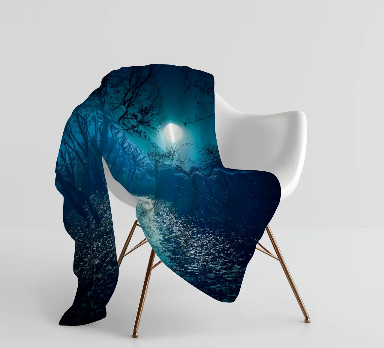 moonlight in the forest way fleece blanket by space words