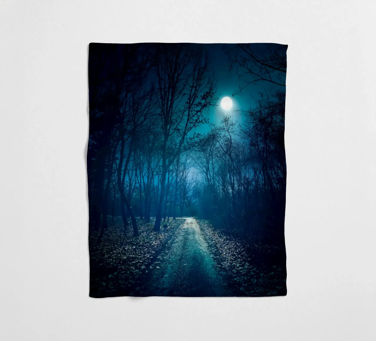 moonlight in the forest way fleece blanket by space words