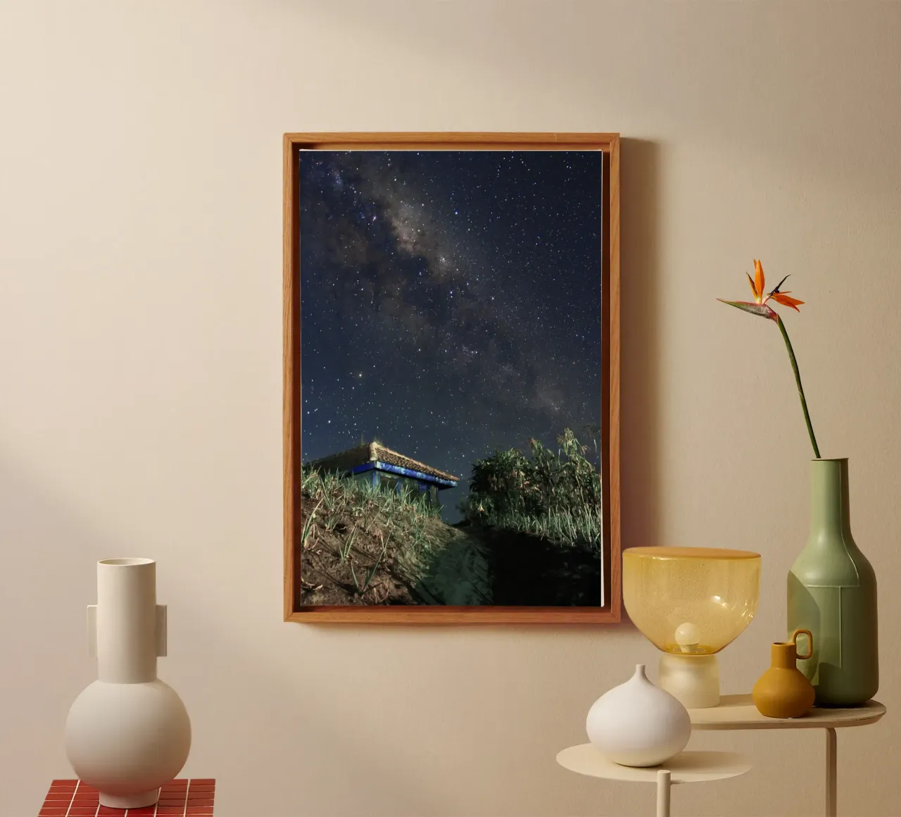 notte stellata in campagna tela con Cornice a cassetta da space words