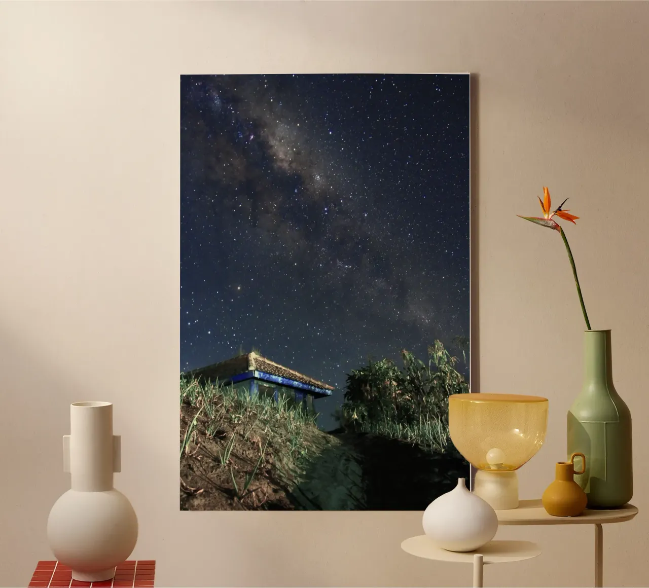 notte stellata in campagna tela con Cornice a cassetta da space words