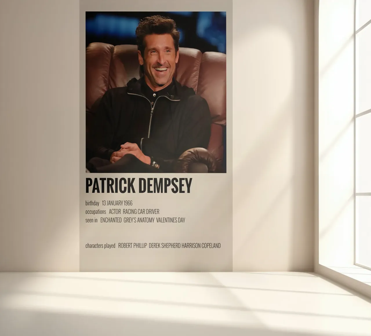 PATRICK DEMPSEY Fototapete von MVFminimalist