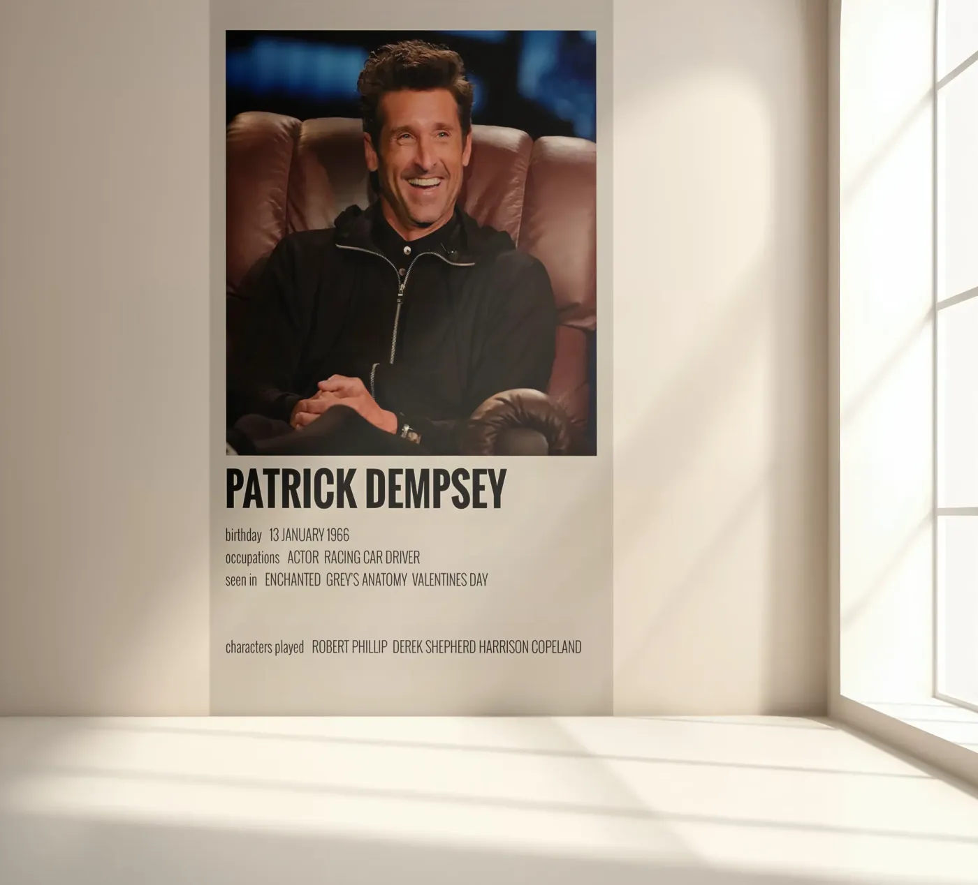 PATRICK DEMPSEY fotobehang van MVFminimalist