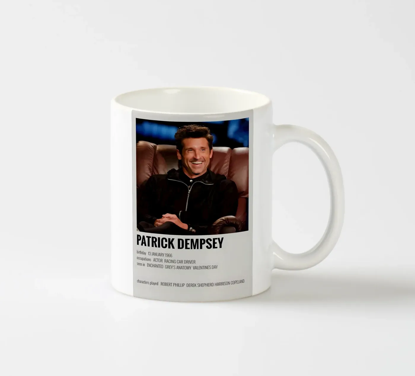 PATRICK DEMPSEY ceramic mug by MVFminimalist