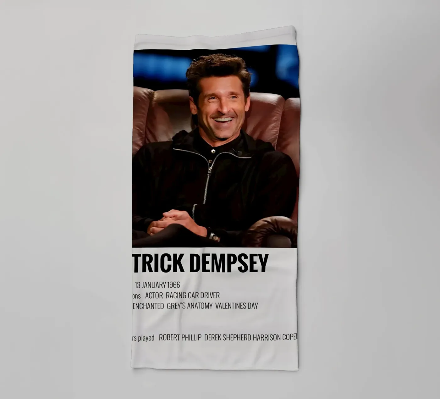 PATRICK DEMPSEY towel by MVFminimalist