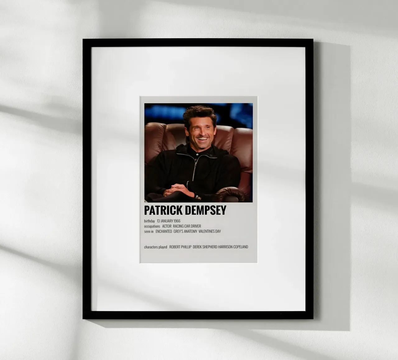 PATRICK DEMPSEY poster van MVFminimalist