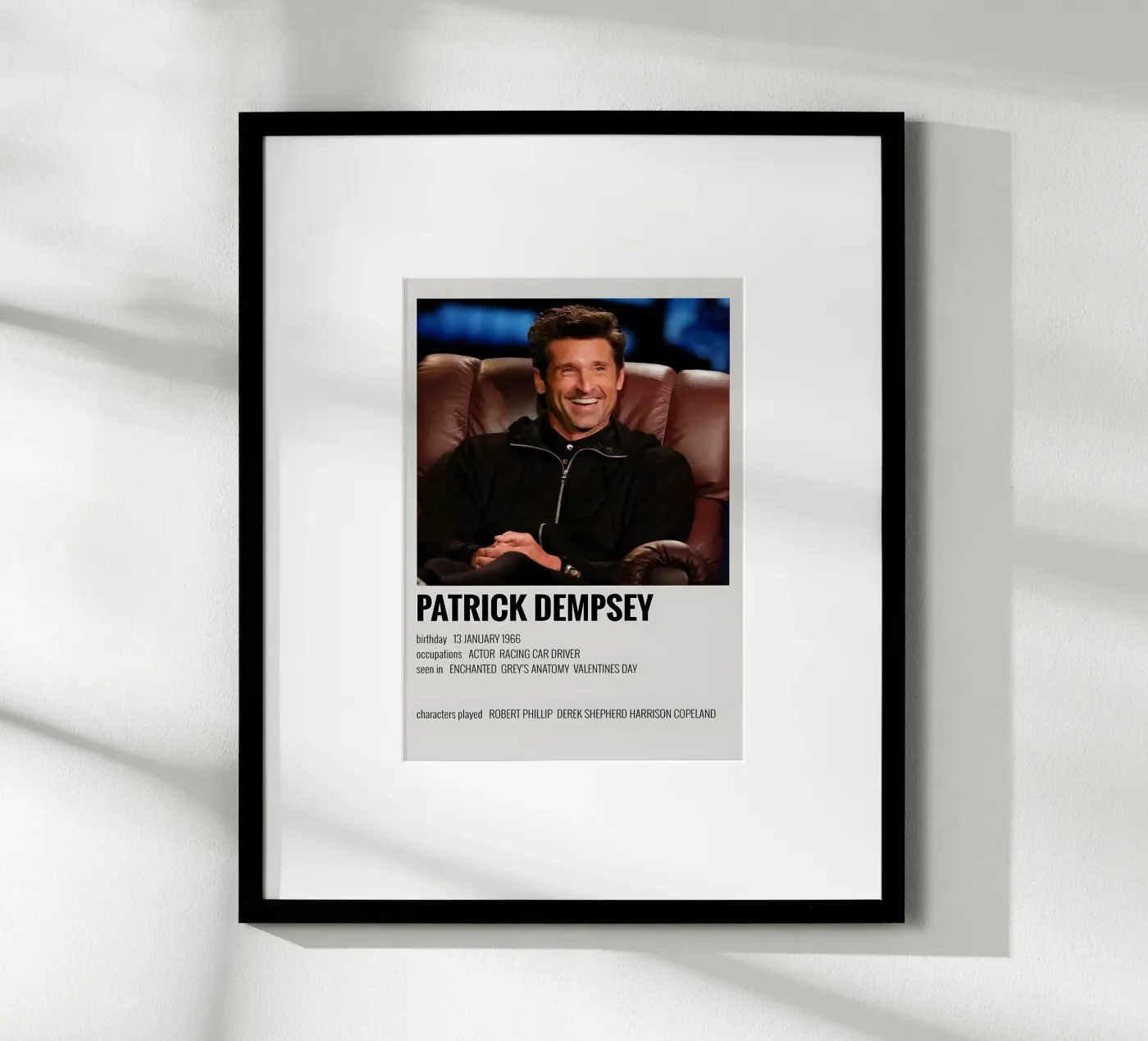 PATRICK DEMPSEY poster van MVFminimalist