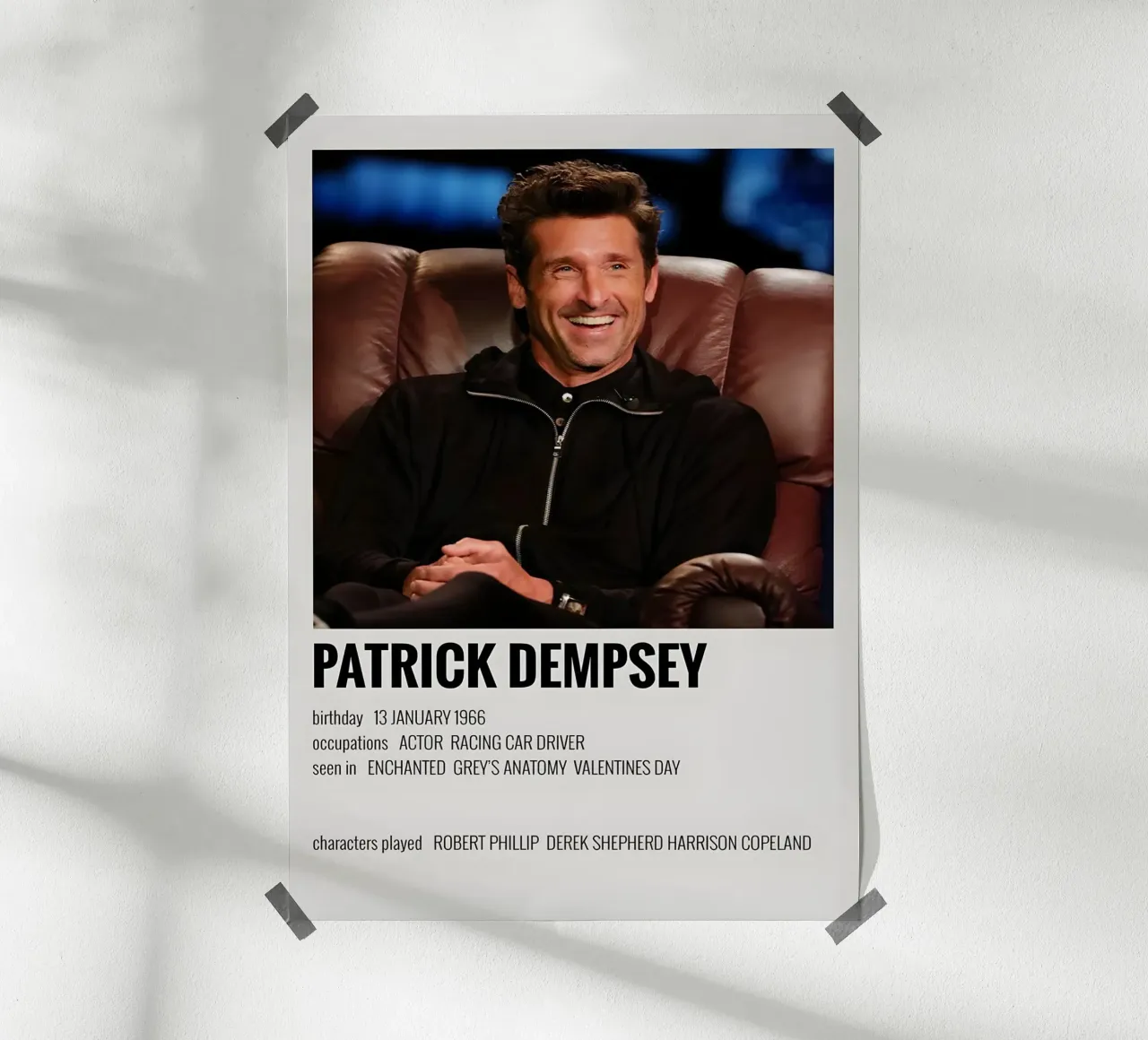 PATRICK DEMPSEY poster van MVFminimalist