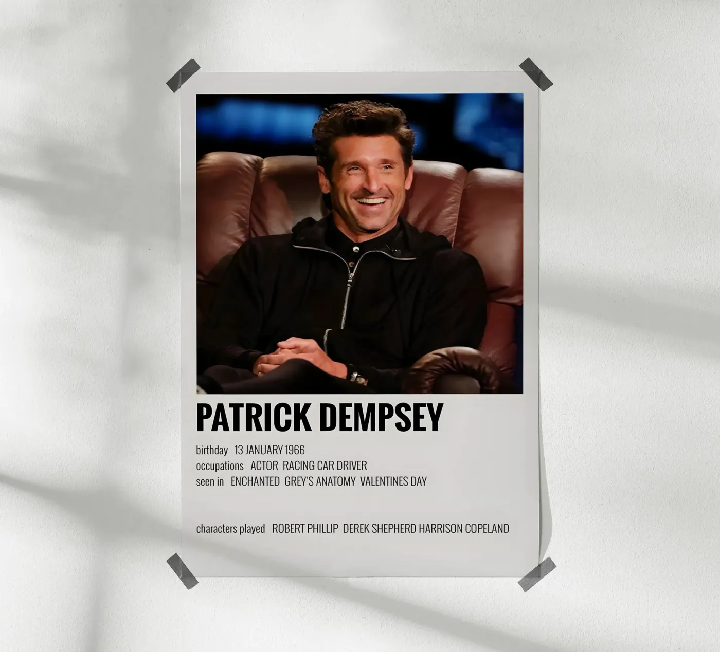 PATRICK DEMPSEY poster van MVFminimalist