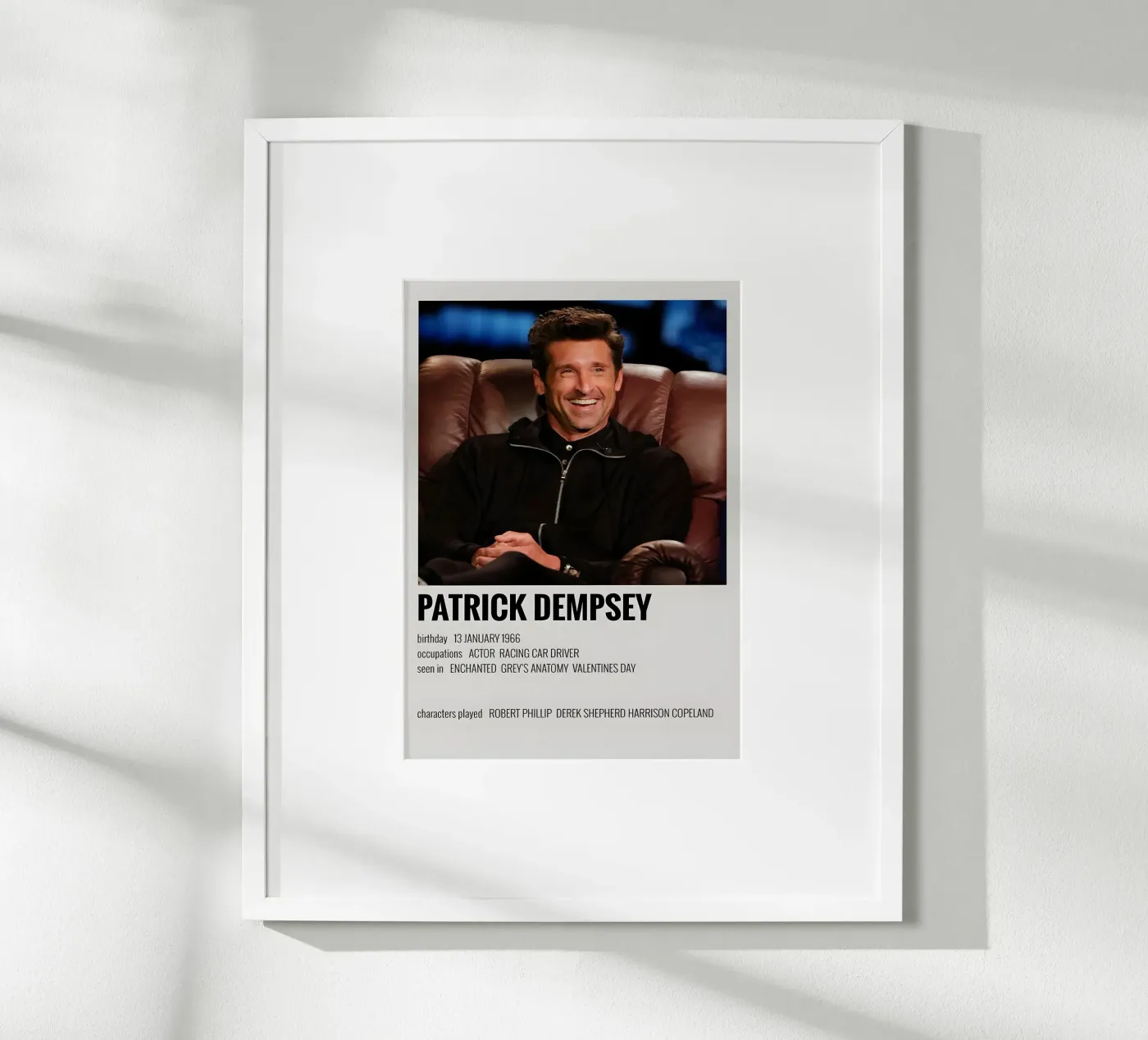 PATRICK DEMPSEY poster van MVFminimalist