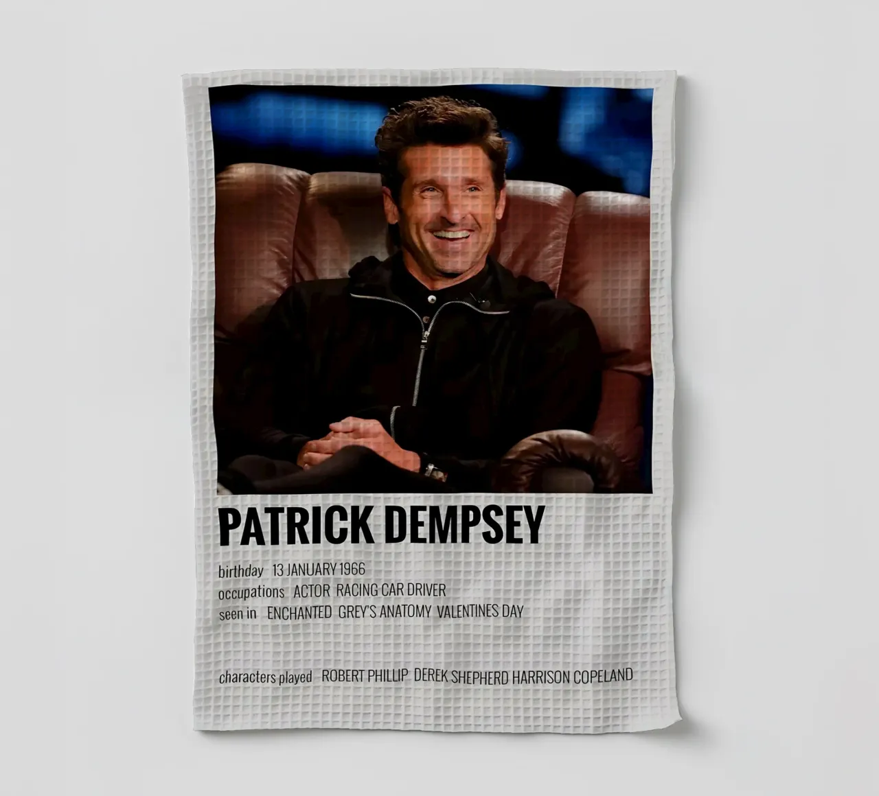 PATRICK DEMPSEY canovaccio da cucina da MVFminimalist