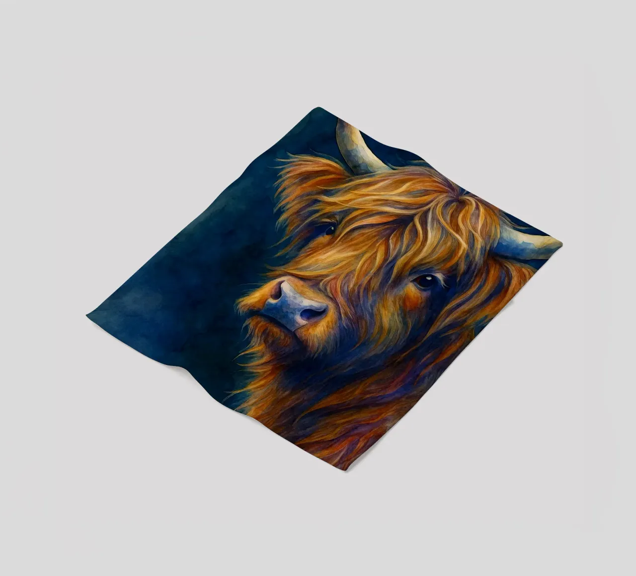 highland cow colorfull painting fleece blanket by toegoe