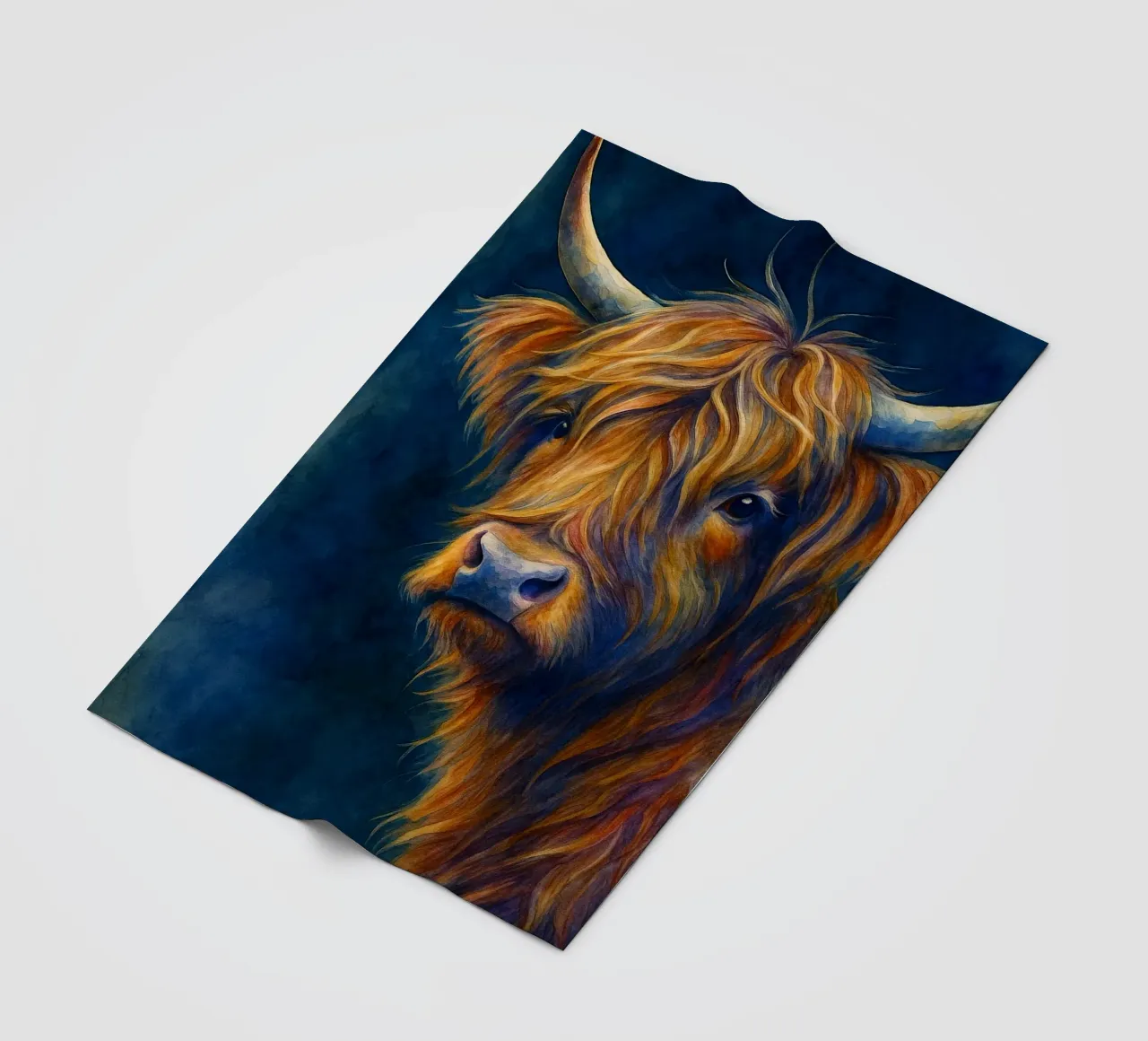 highland cow colorfull painting fleece blanket by toegoe