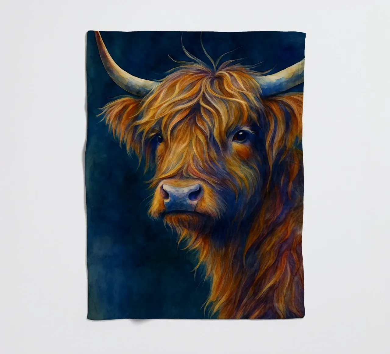 highland cow colorfull painting fleece blanket by toegoe