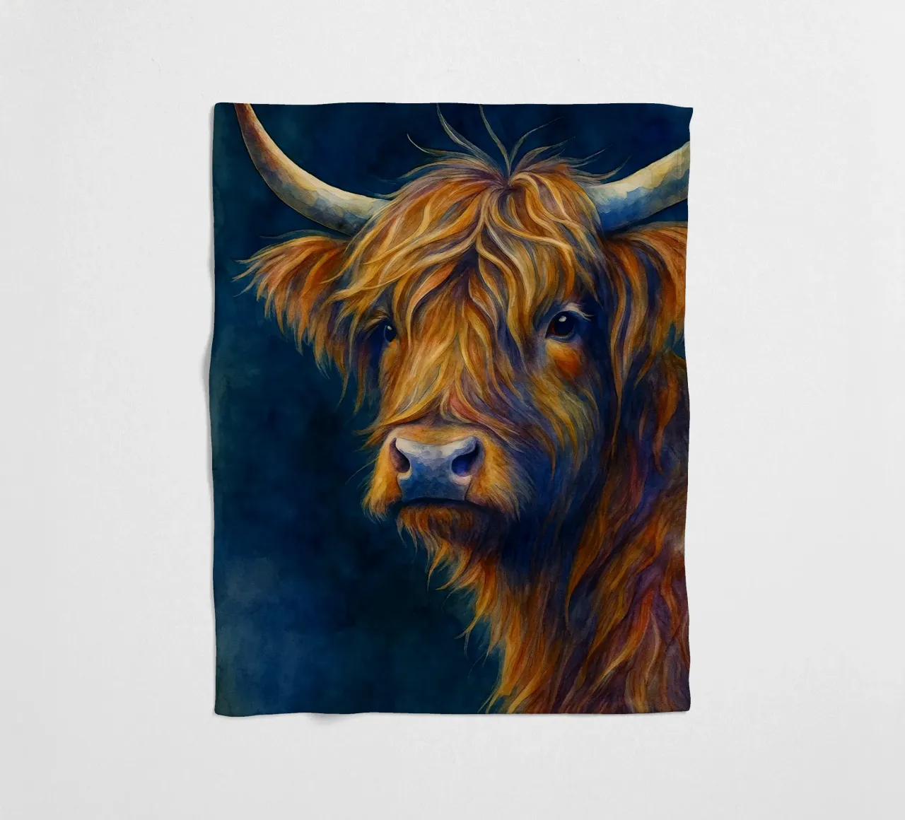 highland cow colorfull painting fleece blanket by toegoe