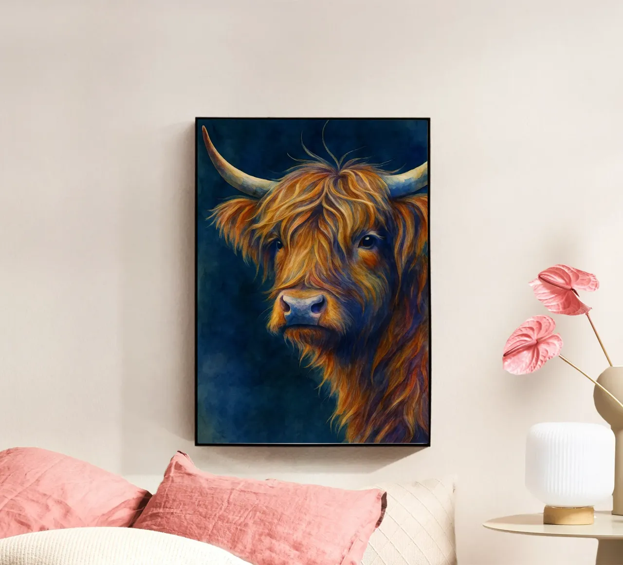 vaca de las tierras altas pintura a todo color metacrilato de toegoe