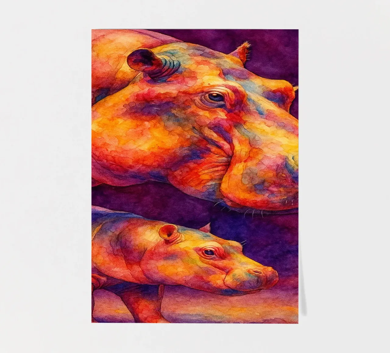 hippopotamus and her cube colorfull painting sticker sheet by toegoe