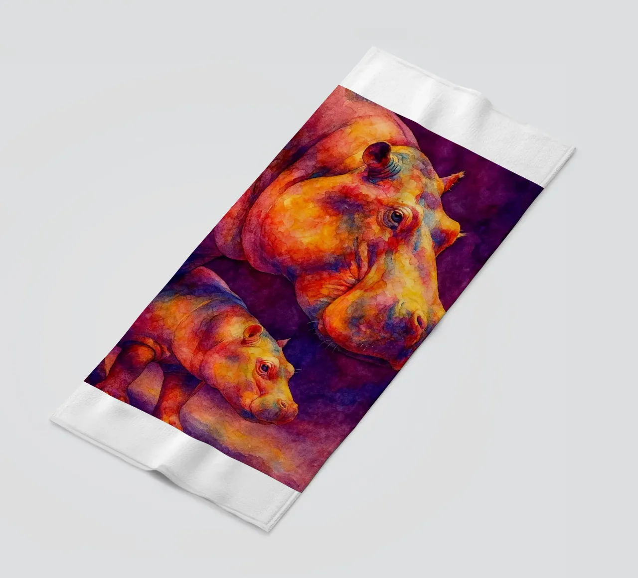 ippopotamo e il suo cubo pittura colorata telo mare da toegoe