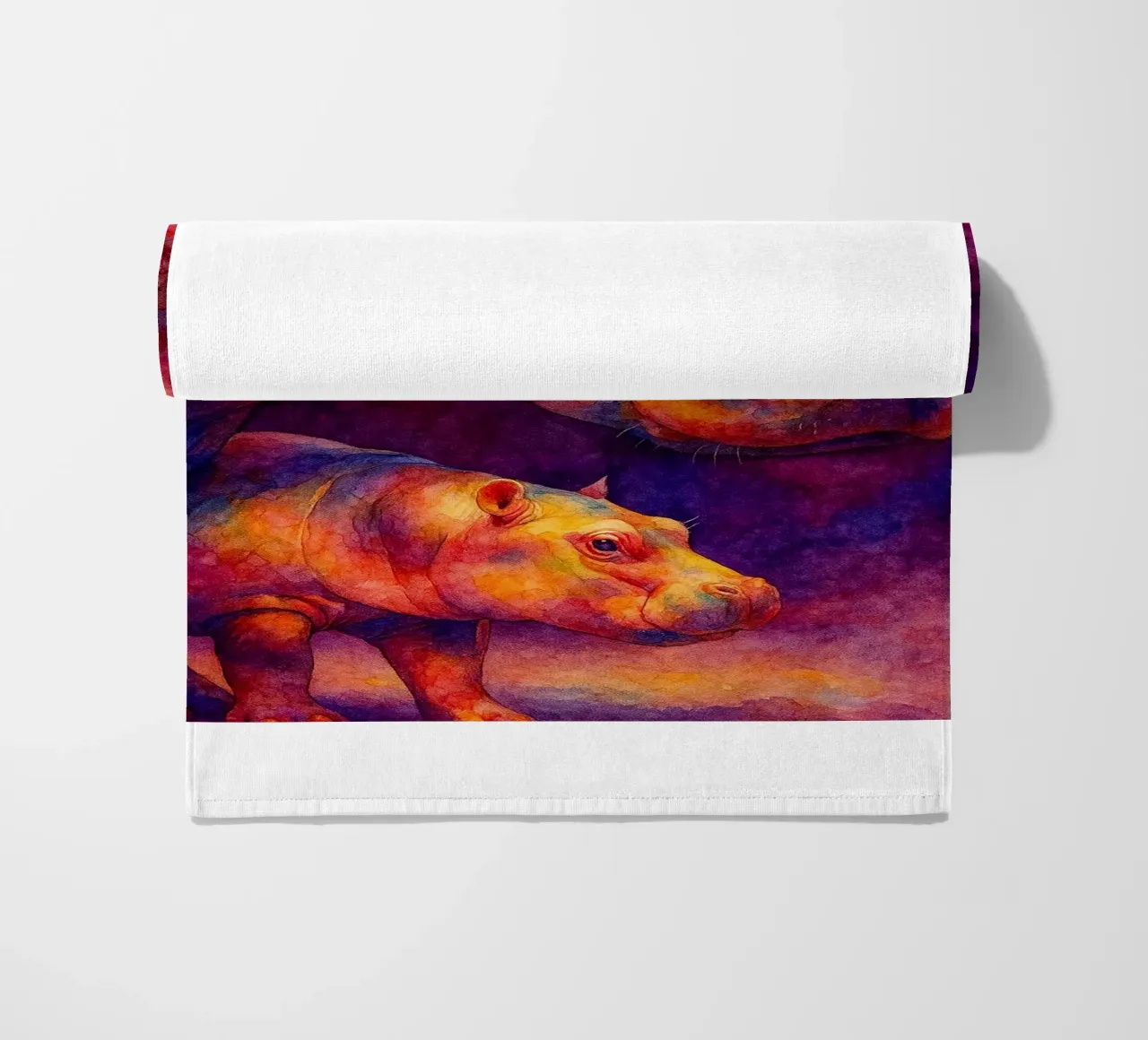 ippopotamo e il suo cubo pittura colorata telo mare da toegoe